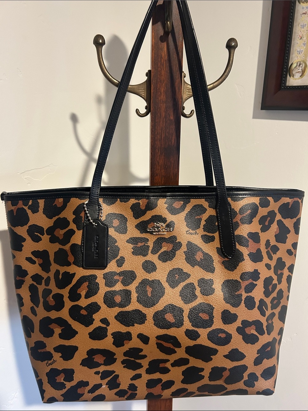 Coach City Reversible Tote bag  Leopard With Black On The Other Side